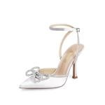 DREAM PAIRS Women's Strappy Rhinestone Heels - White
