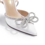 DREAM PAIRS Women's Strappy Rhinestone Heels - White