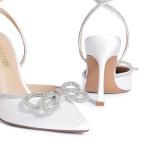 DREAM PAIRS Women's Strappy Rhinestone Heels - White