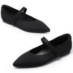 MaxMuxun Women's Ballet Flats Shoes Pointed Toe Mary Jane Flats Dress Shoes Comfortable Knit Flats for Casual Wedding Office Party Business 8 Black