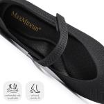 MaxMuxun Women's Ballet Flats Shoes Pointed Toe Mary Jane Flats Dress Shoes Comfortable Knit Flats for Casual Wedding Office Party Business 8 Black
