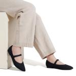 MaxMuxun Women's Ballet Flats Shoes Pointed Toe Mary Jane Flats Dress Shoes Comfortable Knit Flats for Casual Wedding Office Party Business 8 Black
