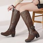 Ruiee Brown Pointed Toe Knee High Boots