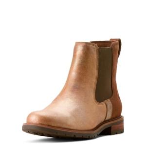 ARIAT Women's Wexford Chelsea Boot, Metallic Pearl/Polo Brown, 7.5