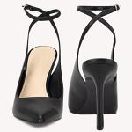 Reoplty Womens Closed Toe Ankle Strap Heels Pointed Toe Pumps Shoes Slingback High Heel Wedding Dress Shoes