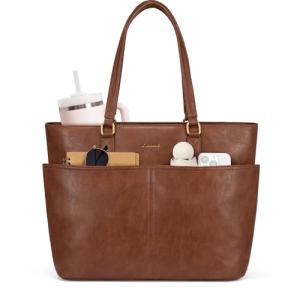 LOVEVOOK Laptop Tote Bag for Women, 17.3 inch Laptop Vintage Work Bags for Teacher/Nurse Large Computer Bag for Office, Briefcase Handbag Gifts for Women