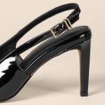 Amazon Essentials Women's Slingback Heels, Black Patent, 13