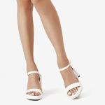 DREAM PAIRS Heels for Women Block Chunky Platform High Heels Open Toe GISELLE Fashion Wedding Party Evening Prom Dance Ankle Strap Dress Pump Sandals Shoes,Size 8,White