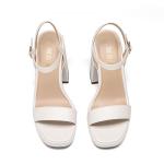 DREAM PAIRS Heels for Women Block Chunky Platform High Heels Open Toe GISELLE Fashion Wedding Party Evening Prom Dance Ankle Strap Dress Pump Sandals Shoes,Size 8,White