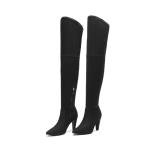 DREAM PAIRS Women's Black Thigh High Suede Boots