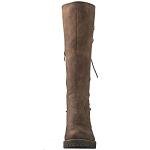 GLOBALWIN Women's Chunky Heel Camel Lace Up Back Knee High Fashion Boots 9M