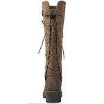 GLOBALWIN Women's Chunky Heel Camel Lace Up Back Knee High Fashion Boots 9M