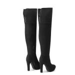 DREAM PAIRS Women's Black Chunky Thigh High Over The Knee High Heel Boots,Size 7,Black,HIGHPLAT