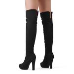 DREAM PAIRS Women's Black Chunky Thigh High Over The Knee High Heel Boots,Size 7,Black,HIGHPLAT