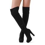 DREAM PAIRS Women's Black Chunky Thigh High Over The Knee High Heel Boots,Size 7,Black,HIGHPLAT