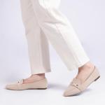 MUSSHOE Flats for Women Comfortable Pointed Toe Dressy Loafers for Women,Nude Suede 8