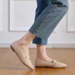 MUSSHOE Flats for Women Comfortable Pointed Toe Dressy Loafers for Women,Nude Suede 8