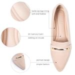 MUSSHOE Flats for Women Comfortable Pointed Toe Dressy Loafers for Women,Nude Suede 8