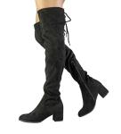 DREAM PAIRS Women's Laurence Over The Knee Thigh High Chunky Heel Boots Long Stretch Sexy Fall Boots,Size 11,Black,LAURENCE