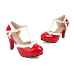 Retro Red Patent Leather T-Strap High Heels