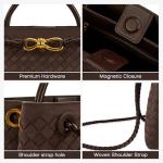 Suede Woven Tote Bag for Women Leather Shoulder Handbag Designer Top Handle Purses(Chocolate Color)