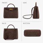 Suede Woven Tote Bag for Women Leather Shoulder Handbag Designer Top Handle Purses(Chocolate Color)