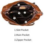 HESHE Genuine Soft Leather Purses for Women Shoulder Handbags Hobo Tote Bags Satchel Purses Crossbody Bags Pocket Travel Bags (Sorrel)