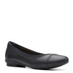 Clarks Women's Sara Bay Ballet Flat, Black Leather, 12
