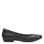 Clarks Women's Sara Bay Ballet Flat, Black Leather, 12