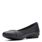 Clarks Women's Sara Bay Ballet Flat, Black Leather, 12