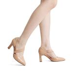 DREAM PAIRS Women's High Heels Pumps Dress Closed Pointed Toe Comfortable D'Orsay Pumps Shoes for Work Office Wedding Dancing Charmane,Size 7.5,Nude-Pu,SDPU2350W