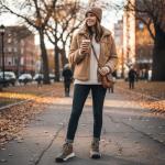 AIRHAS Women's Winter Warm Snow Boots for Women Comfortable Water-Resistant Womens Ankle Boots Fashion Booties(camel,8.5)