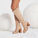 Chic Suede Knee-High Chunky Block Heel Boots