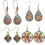 Boho Vintage Dangle Earrings - 4 Pairs (Style A)