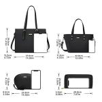 Women Fashion Synthetic Leather Handbags Tote Bag Shoulder Bag Top Handle Satchel Purse Set 4pcs