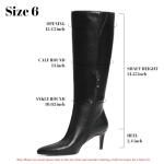 COMFITORIA Knee High Boots for Women Pointed Toe Stiletto Kitten Heel Tall Boots Fashion Side Zipper Boot Fall Winter Sexy Fashion Dress Shoes Botas Negras, Black, Size 8