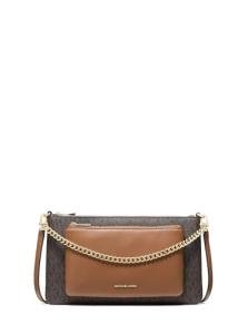 Michael Kors Jet Set Medium Pocket Convertible Crossbody Bag, Gold-Tone Hardware/MK Signature Coated Twill/Brown/Acorn