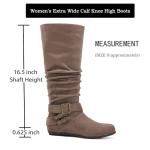 Luoika Women's Extra Wide Calf Knee High Slouchy Boots, Wide Width Tall Boots with Flat Heel Side Zipper.241038 Brown 7.5XW