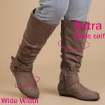 Luoika Women's Extra Wide Calf Knee High Slouchy Boots, Wide Width Tall Boots with Flat Heel Side Zipper.241038 Brown 7.5XW