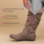 Luoika Women's Extra Wide Calf Knee High Slouchy Boots, Wide Width Tall Boots with Flat Heel Side Zipper.241038 Brown 7.5XW