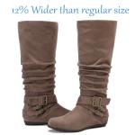 Luoika Women's Extra Wide Calf Knee High Slouchy Boots, Wide Width Tall Boots with Flat Heel Side Zipper.241038 Brown 7.5XW