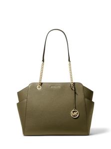 Michael Kors Jacquelyn Medium Chain Tote, Gold-Tone Hardware/Safari Green