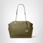 Michael Kors Jacquelyn Medium Chain Tote, Gold-Tone Hardware/Safari Green
