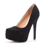 Black Suede High Heel Platform Dress Pumps