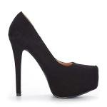Black Suede High Heel Platform Dress Pumps