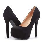 Black Suede High Heel Platform Dress Pumps