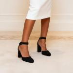 DREAM PAIRS Women's High Heel Ankle Strap Closed Toe Chunky Wedding Party Pumps Shoes,Size 7.5,Black/Nubuck,Angela