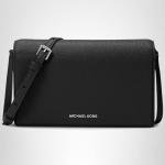 Michael Kors Women's Jet Set Medium Flap Crossbody Bag, Silver-Tone Hardware/Black