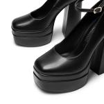 DREAM PAIRS Women's Platform High Heels Closed Toe Chunky Block Pumps Square Toe Ankle Strap Dress Fashion Party Y2K Shoes,Size 8,Black-Pu,SDPU2471W