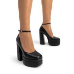 DREAM PAIRS Women's Platform High Heels Closed Toe Chunky Block Pumps Square Toe Ankle Strap Dress Fashion Party Y2K Shoes,Size 8,Black-Pu,SDPU2471W